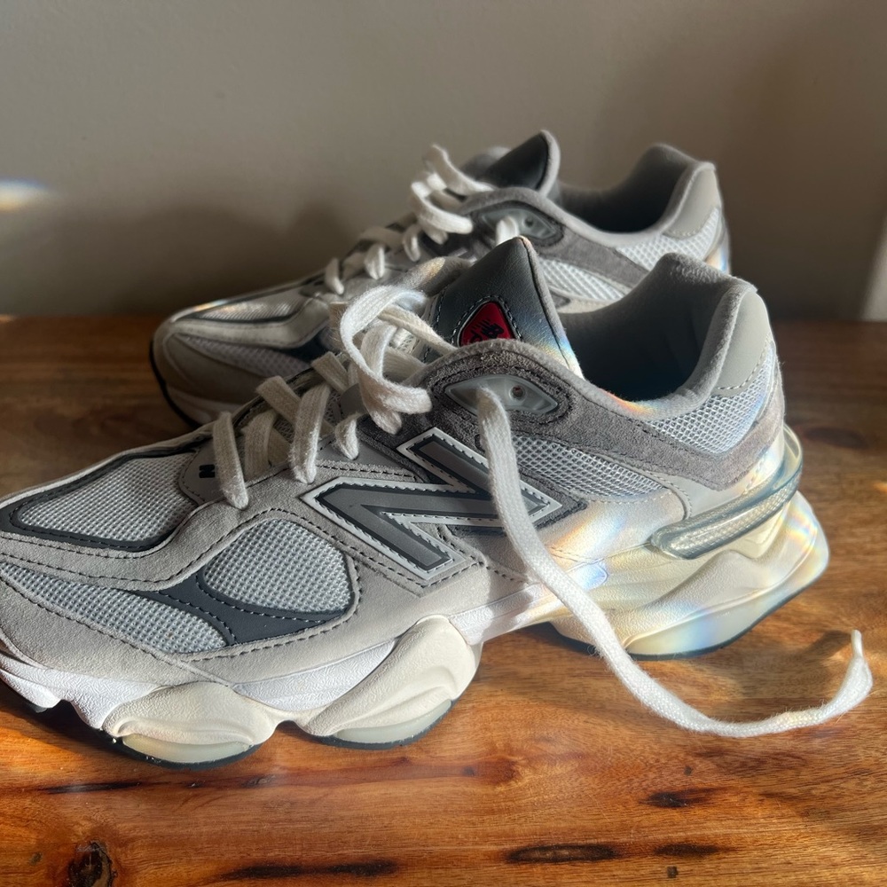 New Balance 9060 White and Gray Athletic Shoes